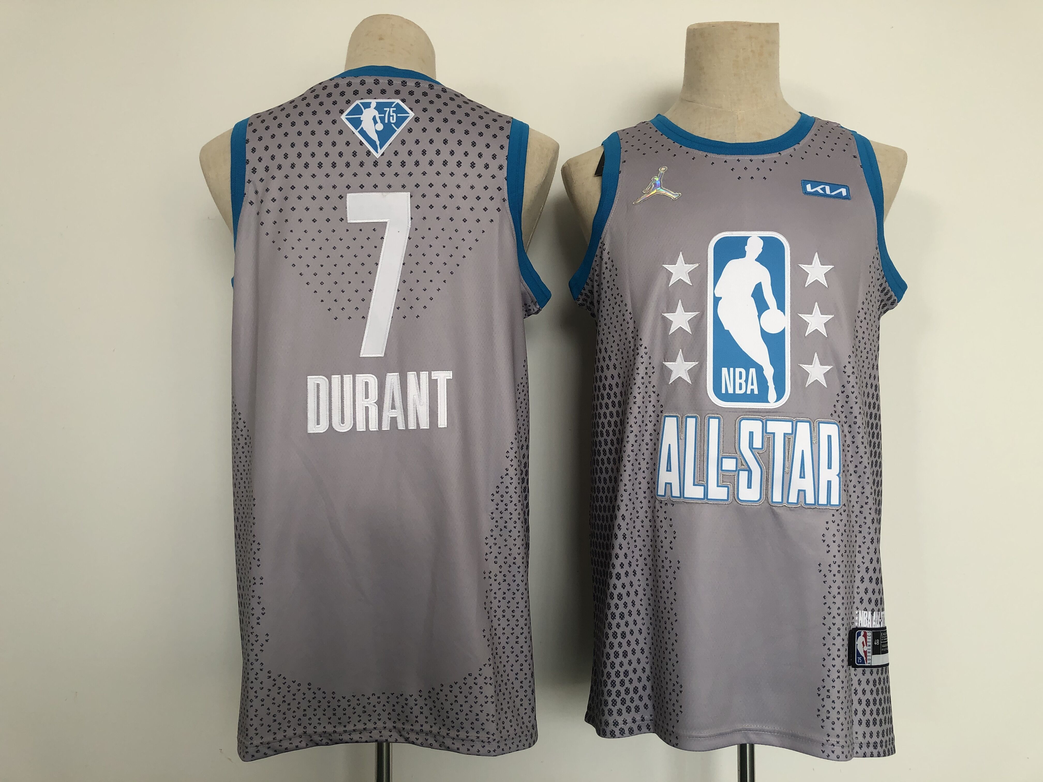 Men Brooklyn Nets 7 Durant Grey 2022 All Star NBA Jersey